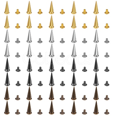 40Ssets 4 Colors Alloy Spikes Screwback Studs PALLOY-SZ0001-24-1