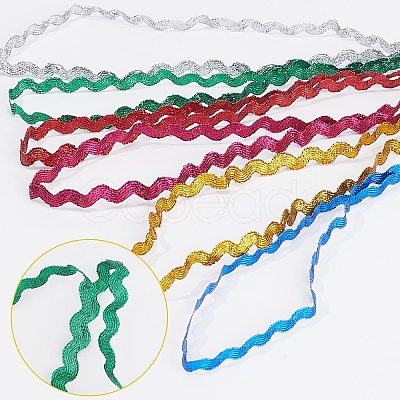 6 Yards 6 Colors Polyester Wavy Fringe Trim Ribbon OCOR-WH0080-44B-1