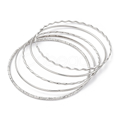 5Pcs 304 Stainless Steel Bangle Set for Women LS-BJEW-S162-01B-P-1