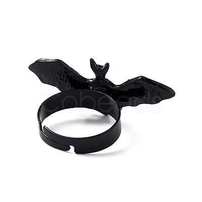 Halloween Themed Alloy Bat Adjustable Ring for Woman RJEW-L105-01-1