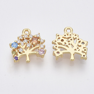 Brass Cubic Zirconia Charms X-KK-Q761-27G-NF-1