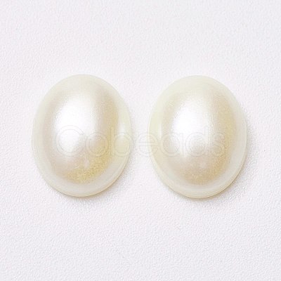 Acrylic Imitation Pearl Cabochons MACR-E007-8x10mm-J02-1