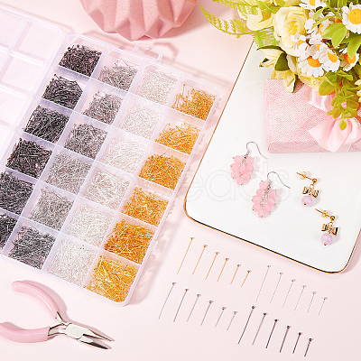 2400Pcs 24 Styles Brass Ball Head pins KK-SP0002-41-1