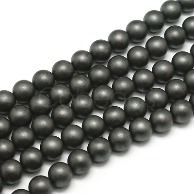 Frosted Non-magnetic Synthetic Hematite Round Bead Strands G-J344-4mm-1