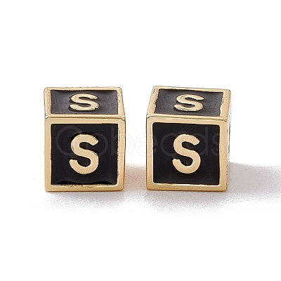 Rack Plating Brass Enamel Beads KK-B060-04G-01S-1
