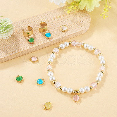 5Pcs 5 Colors Heart Brass Charms KK-TADJ0001-13-1