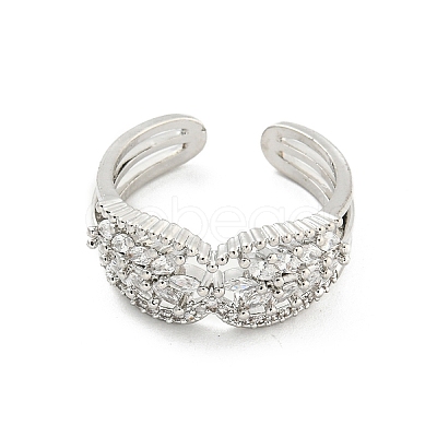 Brass Micro Pave Cubic Zirconia Cuff Rings RJEW-I103-046P-1