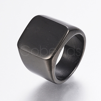 304 Stainless Steel Signet Band Rings for Men RJEW-G091-16-22mm-B-1