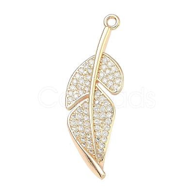 Leaf Brass Micro Pave Cubic Zirconia Enhancer Shortener Bails KK-F934-07B-G-1