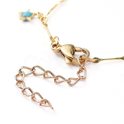Star Brass Enamel Charm Bracelets X-BJEW-JB05221-02-1