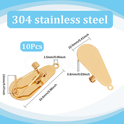 10Pcs 304 Stainless Steel Stud Earring Findings STAS-SP0001-88B-G-1
