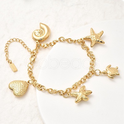 304 Stainless Steel Charm Bracelets BJEW-P368-07A-G-1