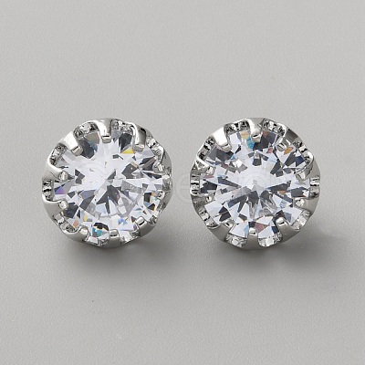 Brass Clear Cubic Zirconia Cufflinks BUTT-WH0012-18P-1