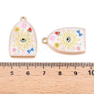Printed Rack Plating Alloy Enamel Pendants ENAM-T020-03E-1