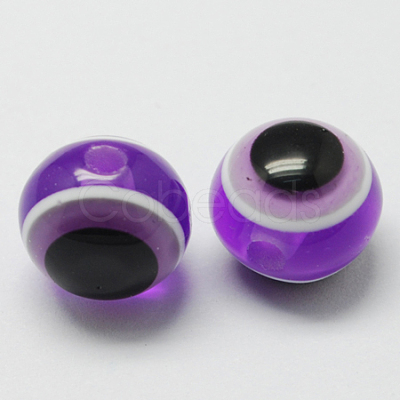 Round Evil Eye Resin Beads RESI-R159-6mm-06-1