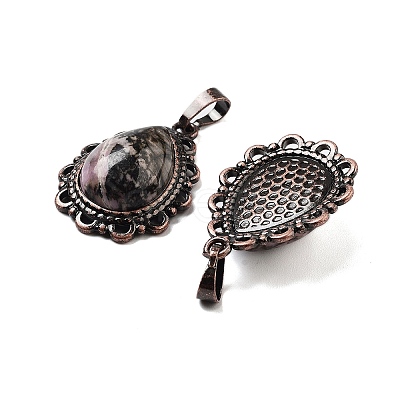 Natural Rhodonite Teardrop Pendants G-K363-01R-08-1
