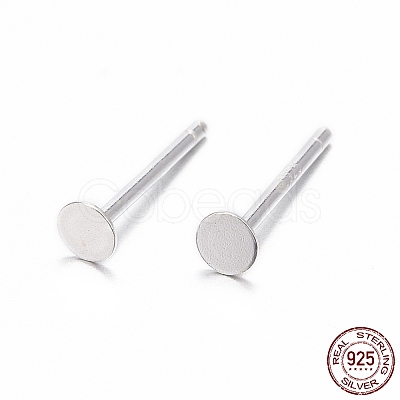 925 Sterling Silver Flat Pad Stud Earring Findings STER-K167-045B-S-1