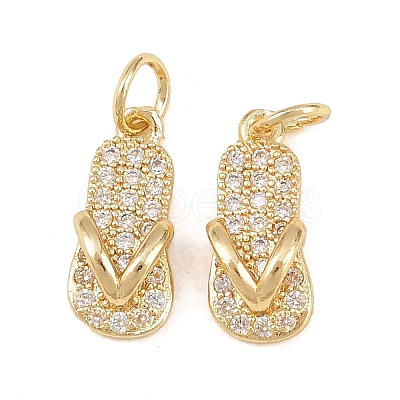 Brass Micro Pave Clear Cubic Zirconia Charms ZIRC-G153-28G-1