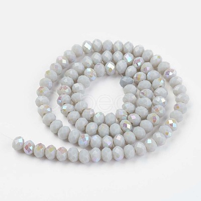Electroplate Opaque Solid Color Glass Beads Strands EGLA-A034-P6mm-L-1
