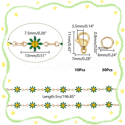 DIY Flower Brass Enamel Link Chains Bracelets/Necklaces Making Finding Kits DIY-AR0004-11-1