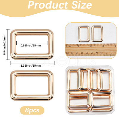 8Pcs Zinc Alloy Rectangle Buckle Ring PURS-SP0001-05LG-1