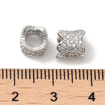 Rack Plating Brass Cubic Zirconia European Beads KK-K349-08P-1