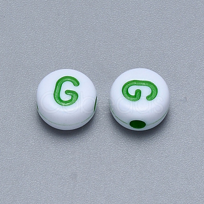 Craft Acrylic Horizontal Hole Letter Beads SACR-S201-11G-1