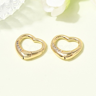 Brass Micro Pave Clear Cubic Zirconia Spring Gate Rings ZIRC-F146-01A-1