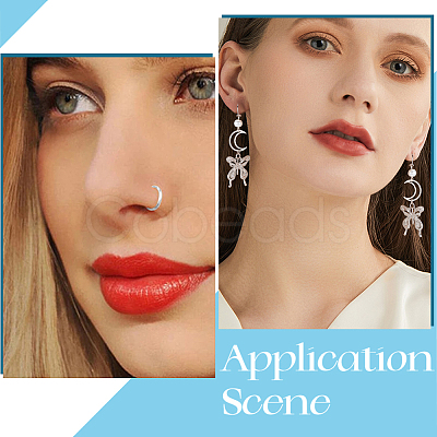 30Pcs 304 Stainless Steel Clip on Nose Ring Findings STAS-BBC0003-95P-1