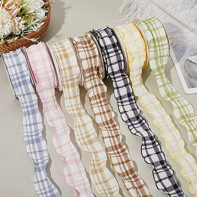 1 Roll Polyester Ruffled Ribbon SRIB-CY0001-14A-1