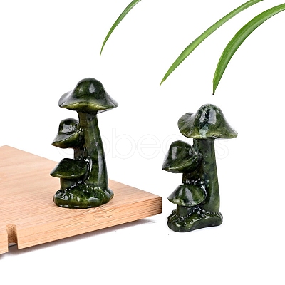 Natural Xiuyan Jade Carved Mushroom Figurines PW-WG0F91C-01-1