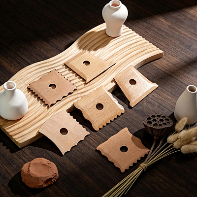 6Pcs Wooden Pottery Foot Shaper Tools DIY-UN0008-61-1