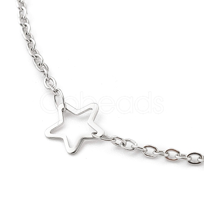 Tarnish Resistant 304 Stainless Steel Cable Chain Anklets AJEW-H104-06P-1