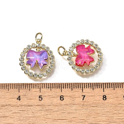 Brass Micro Pave Cubic Zirconia Pendants KK-Q043-07G-1
