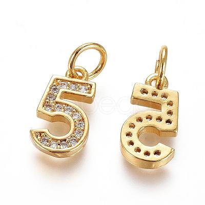 Brass Micro Pave Clear Cubic Zirconia Charms ZIRC-L092-05-G-1