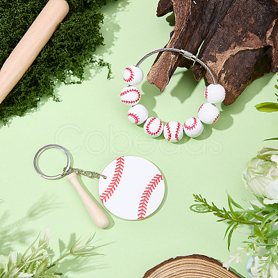 1Pc Baseball Wood Pendant Decorations FIND-BM0001-57B-1