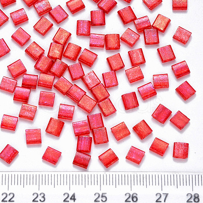 FGB 2-Hole Baking Paint Transparent Glass Seed Beads X-SEED-S031-L-254-1