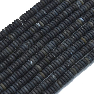 Frosted Natural Black Agate Beads Strands G-K389-C01-01-1