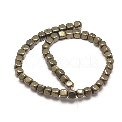 Cube Natural Pyrite Beads Strands G-G-I126-18-6x6mm-1