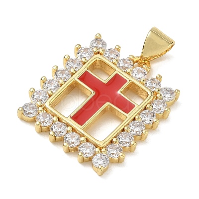Religion Cross Brass Micro Pave Clear Cubic Zirconia Pendants CU-CBA83A6-03G-G03-1