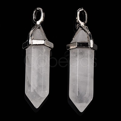 Natural Quartz Crystal Double Terminated Pointed Pendants X-G-F295-04G-1