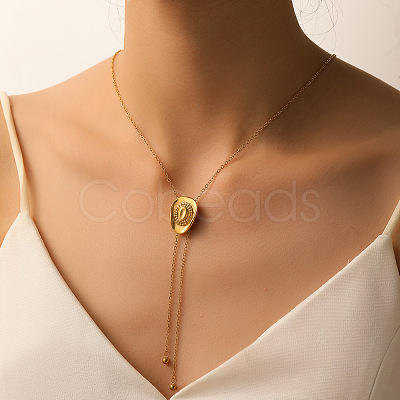 Cowgirl Hat 304 Stainless Steel Lariat Necklaces for Women FS-WGDA0AA-01-1