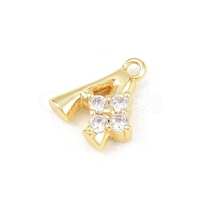 Brass Micro Pave Clear Cubic Zirconia Charms KK-Z151-18G-A-1
