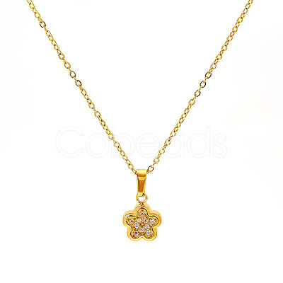 304 Stainless Steel Crystal Rhinestone Pendant Necklaces for Women WG594E0-04-1
