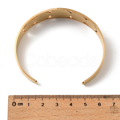 201 Stainless Steel Cuff Bangles for Women BJEW-F507-03G-1