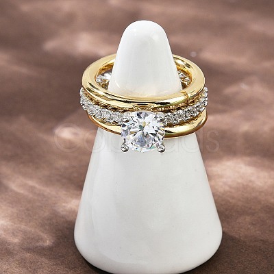 Brass Micro Pave Cubic Zirconia Plain Band Finger Rings for Women RJEW-P160-01C-G01-1