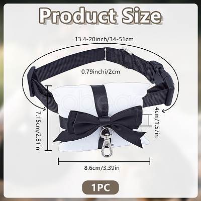 Black Polyester Bowknot Velvet Ring Pillows with Nylon Strong Dog Leash for Pet HJEW-DR00255-1