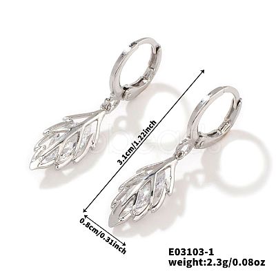 Chic Mini Leaf Brass Hoop Earrings KE0855-1-1