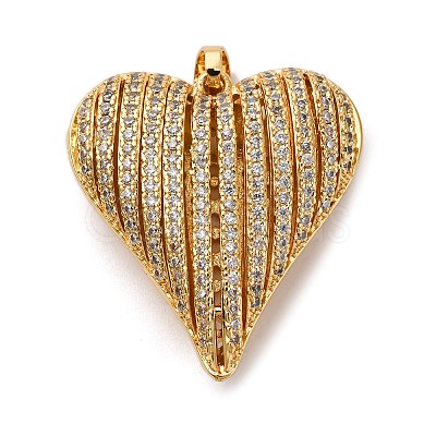 Brass Micro Pave Clear Cubic Zirconia Pendants KK-U076-19G-1