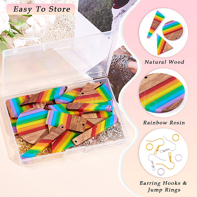 Resin & Walnut Pendants DIY Dangle Earrings Making Kits DIY-TA0011-03A-1